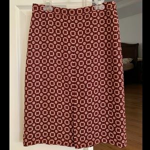 NEW J. Crew red print pencil skirt size 0 w/ slit